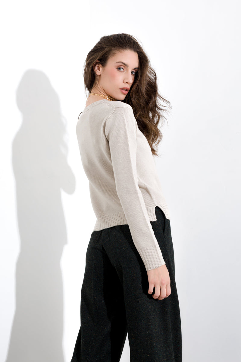 Maglia in pura lana girocollo FRIENDLY SWEATER